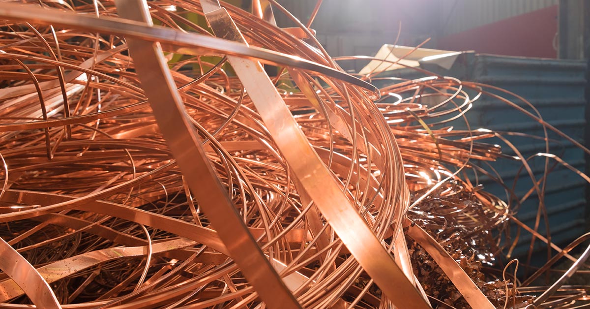 Sucata de cobre separada por classificação e valor por kg